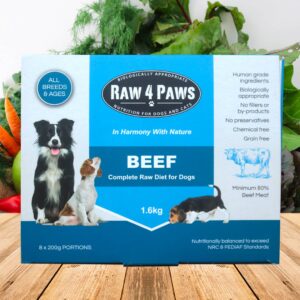 Raw 4 Paws Beef 1.6KG (8 x 200gr Chubs)