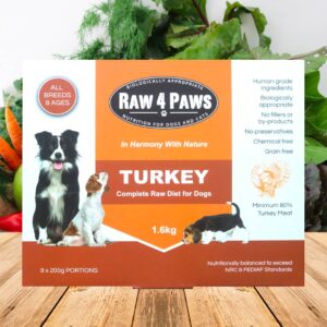 Raw 4 Paws Turkey 1.6KG (8 x 200gr Chubs)